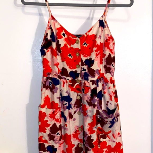 Floral Spaghetti Strap Dress W/ Front Pockets - Picture 4 of 5